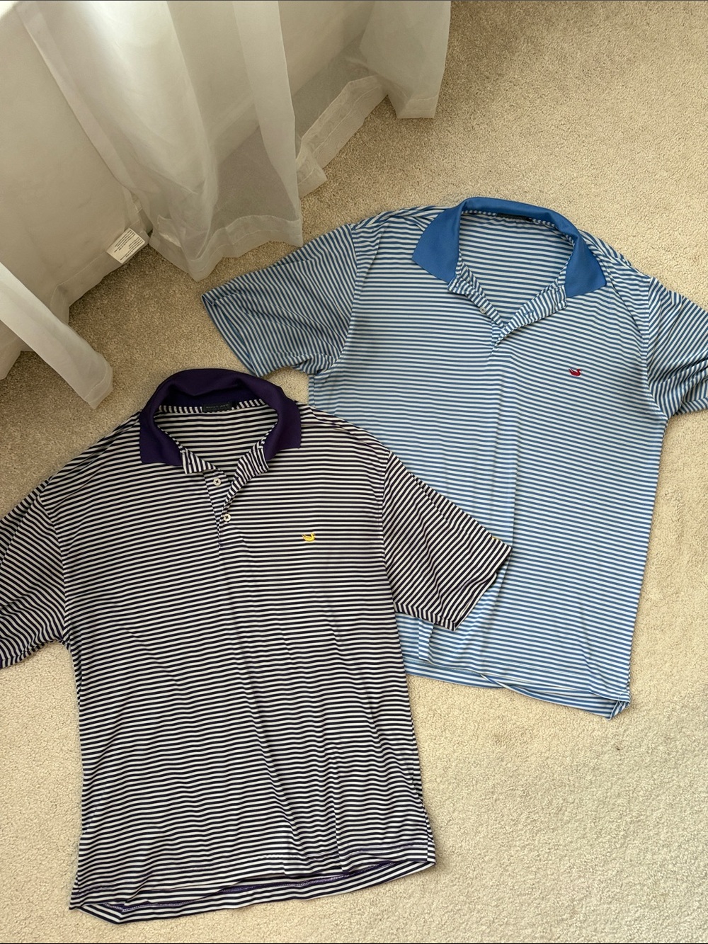 Southern Marsh Striped Polo | baby blue & purple